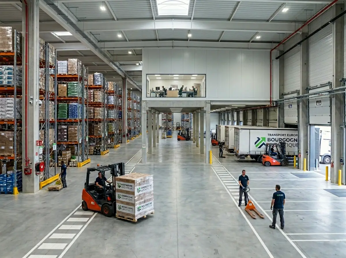 Entrepôt de Bourgogne Logistique, situé au carrefour des axes routiers européens